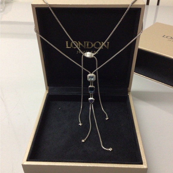 David Yurman Novella Y Neclase Blue Topaz and Pave Diamonds - Picture 7 of 16